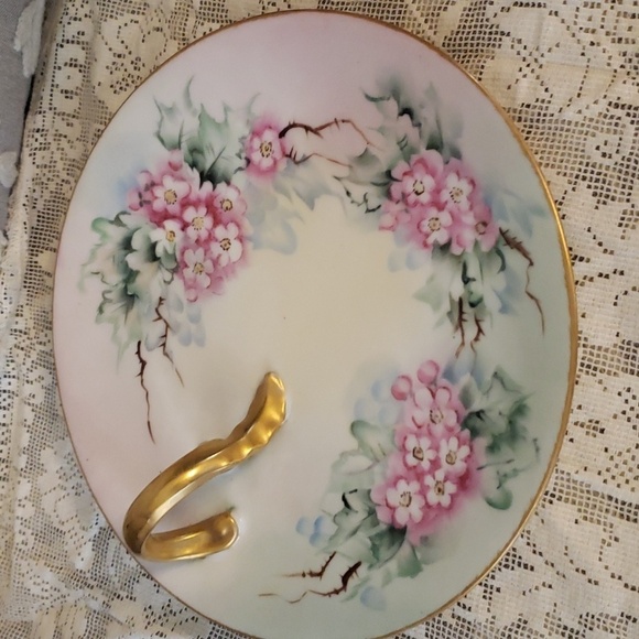 VNTG Porcelain lemon Serving Plate with Hand Painted flowers - Picture 1 of 5